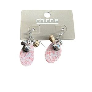 Chico's Pink and Silver Textured Earrings